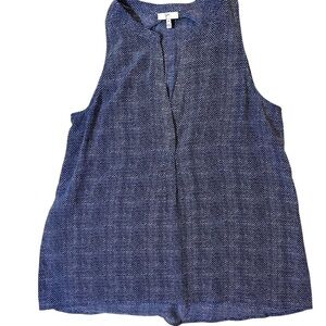Joie Navy Blue 100% Silk Textured V-Neck Tank Top Size M Summertime